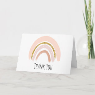 Carte De Remerciements Rose pastel et arc-en-ciel bohème glitter pour ann