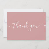 Carte De Remerciements Rose Poussiéreuse Simple Moderne Élégante Script (Devant)
