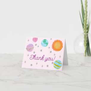 Carte De Remerciements Rose Premier Tour Autour Du Soleil Fille 1er Anniv