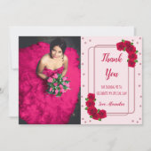 Carte De Remerciements Rose Quinceañera (Devant)