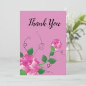 Carte de remerciements rose Rose floral (Debout devant)