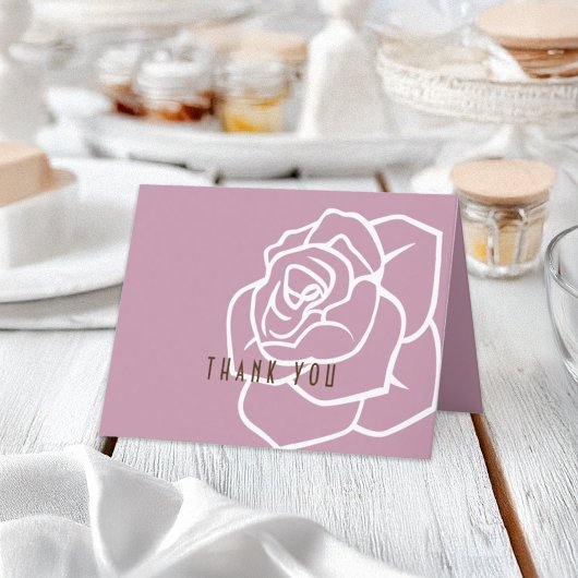 Carte de remerciements rose rose rose chic simple