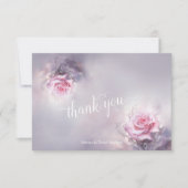 Carte De Remerciements Rose rose rose sur Dusty Lilac (Devant)