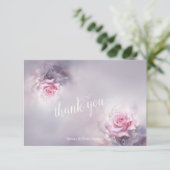 Carte De Remerciements Rose rose rose sur Dusty Lilac (Debout devant)