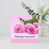 Carte de remerciements rose roses (Debout devant)