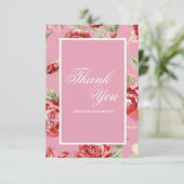 Carte De Remerciements Rose rouge élégante florale  (Debout devant)