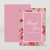 Carte De Remerciements Rose rouge élégante florale  (Devant / Derrière)