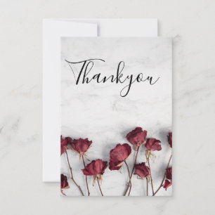 Carte De Remerciements Rose rouge Marbre blanc