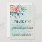 Carte De Remerciements Rose rustique Boho Green Floral Mariage (Devant)
