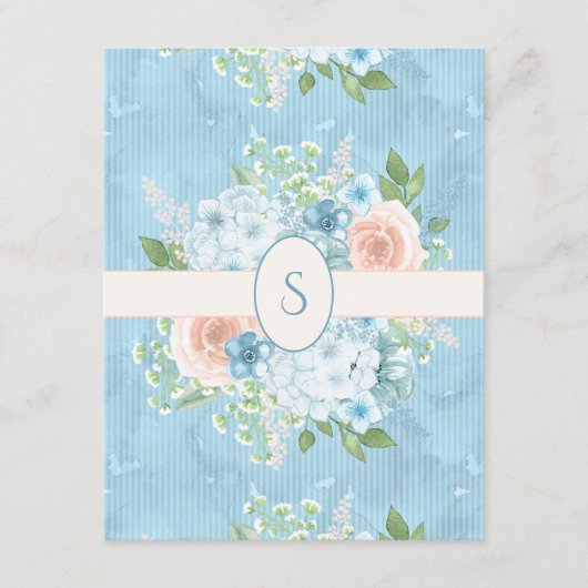 Carte De Remerciements Rose Rustique Floral Shabby Chic Monogramme (Devant)