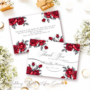 Carte De Remerciements Rose simple élégant Tatoo Mariage floral