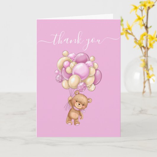 Carte de remerciements ROSE Teddy Bear (Fleur jaune)