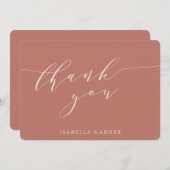 Carte De Remerciements Rose Terracotta Classique Minimaliste Douche Perso (Devant / Derrière)
