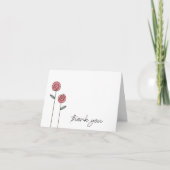 Carte de remerciements Rose tiré à la main (Devant)