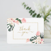Carte de remerciements rose tropicale (Debout devant)