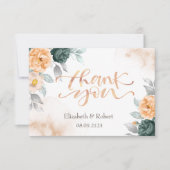 Carte de remerciements Rose vert aquarelle (Devant)