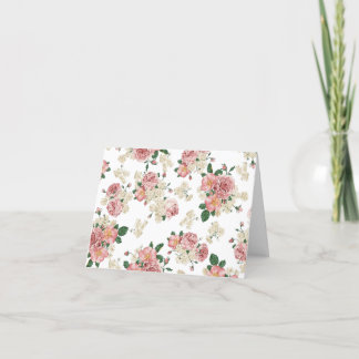 Carte De Remerciements Rose vintage plié