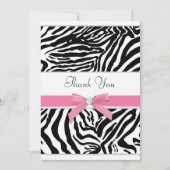 Carte de remerciements rose Zebra (Devant)