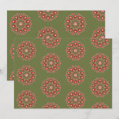 Carte De Remerciements Rosemaling vert olive (Devant / Derrière)