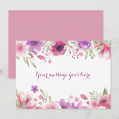 Carte De Remerciements Roses Aquarelle Votre Message (Devant / Derrière)