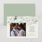 Carte de Remerciements Roses Blanches (Devant / Derrière)