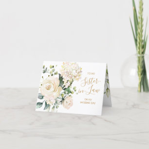 Carte De Remerciements Roses blanches à ma belle-soeur le jour de mon mar