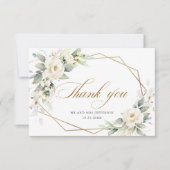 Carte De Remerciements Roses blanches élégantes Eucalyptus Mariage Remerc (Devant)