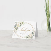 Carte De Remerciements Roses blanches élégantes Remerciement de mariage E (Devant)