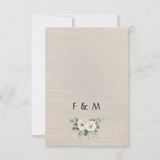 Carte De Remerciements Roses blanches et verdure élégante Rustique Boho M (Dos)