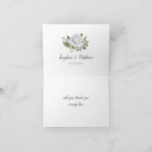 Carte De Remerciements Roses blanches Mariage de feuillage (Intérieur)