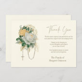 Carte De Remerciements Roses catholiques Rosary Condolence funèbre (Devant / Derrière)