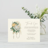 Carte De Remerciements Roses catholiques Rosary Condolence funèbre (Debout devant)