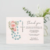 Carte De Remerciements Roses catholiques Rosary Condolence funèbre (Debout devant)