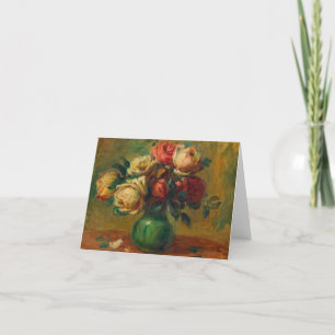 Carte De Remerciements Roses dans un vase par Pierre-Auguste Renoir
