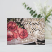 Carte De Remerciements roses de 2586 Mariages avec anneaux, perles (Debout devant)