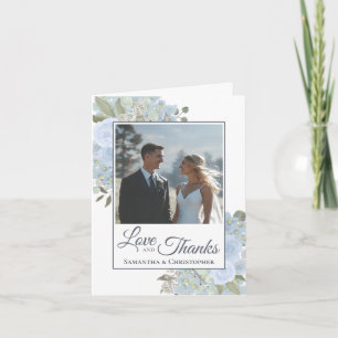 Carte De Remerciements Roses de mariage photo Dusty Blue Love & Thanks