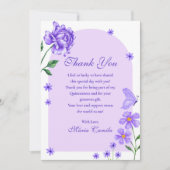 Carte De Remerciements Roses et papillons de Quinceañera (Devant)