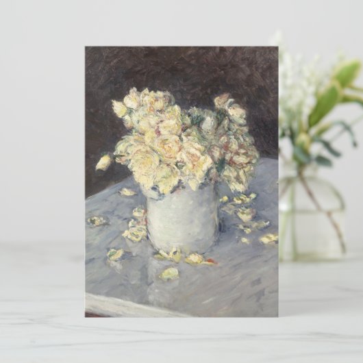 Carte De Remerciements Roses jaunes dans un vase de Caillebott Impression (Debout devant)