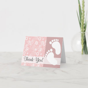 Carte De Remerciements Roses pâles Paisley