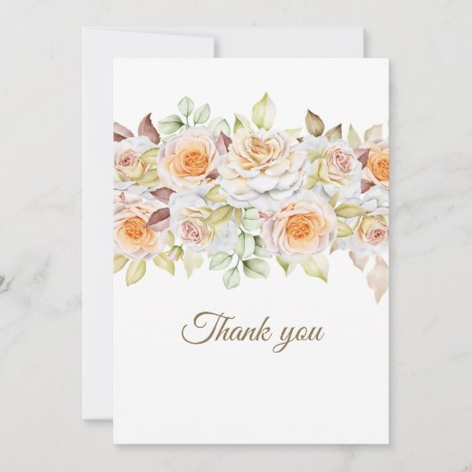 Carte de Remerciements Roses Romantiques (Devant)