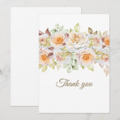 Carte de Remerciements Roses Romantiques (Devant / Derrière)