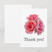 Carte De Remerciements Roses roses (Devant / Derrière)