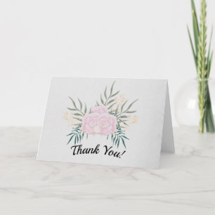 Carte De Remerciements Roses roses et crème sur fond gris #1 Mariage
