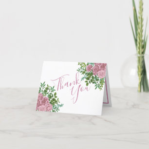 Carte De Remerciements Roses roses Jardin Printemps Mariage