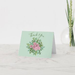 Carte De Remerciements Roses roses Jardin Printemps Mariage