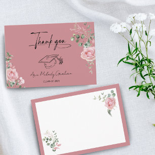 Carte De Remerciements Roses roses modernes Script diplômé