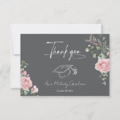 Carte De Remerciements Roses roses modernes Script Graduation (Devant)