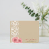 Carte De Remerciements Roses Roses Roses Et Dentelle Damas Romantique Chi (Debout devant)
