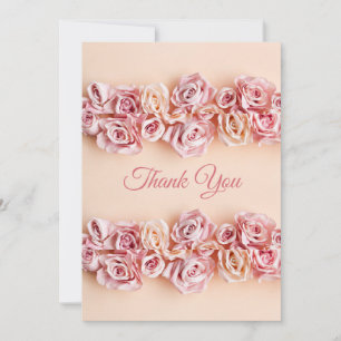 Carte De Remerciements Roses Roses Tendres et Romantiques Élégant Mariage