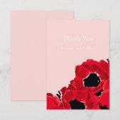 Carte De Remerciements Roses rouges abstraits et coquelicots (Devant / Derrière)